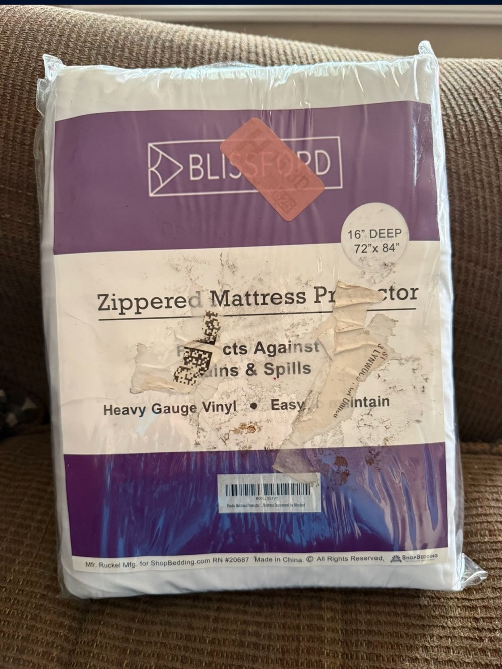 Blissford White Zippered Mattress Protector - Waterproof Mattress Cover 72 by 84